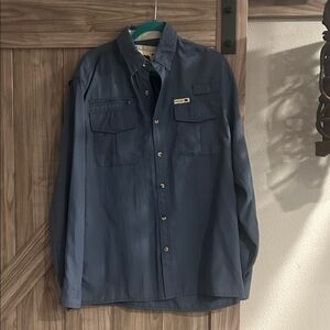 Dakota Grizzly Nylon Vented Sportsman Men's Blue Casual Button Down Shirt Size M